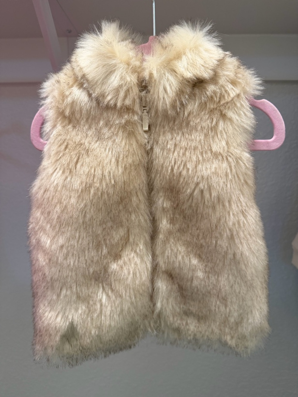 Starting Out Plush Vest in Light Pink and Cream